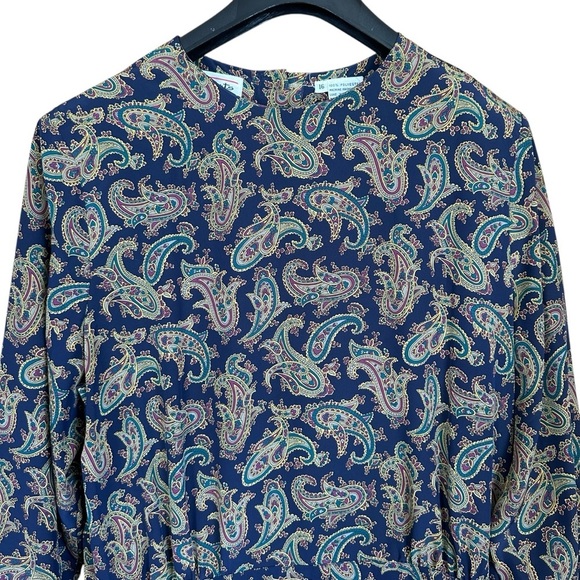 Vintage Talbots Pleated Paisley Midi Dress Sz 16 - Picture 3 of 10